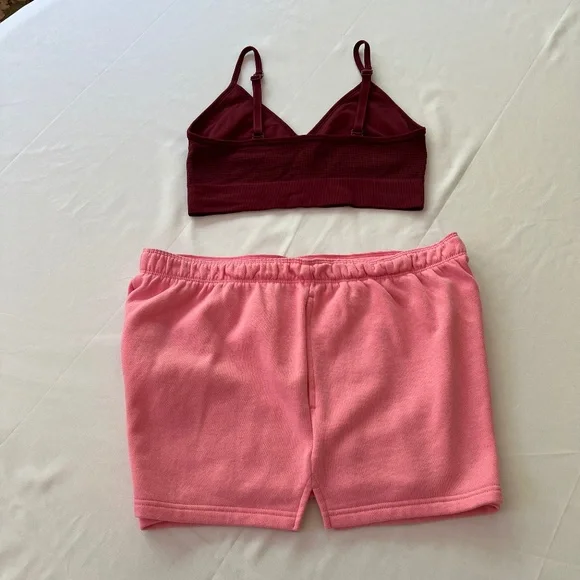 Victorias Secret PINk Campus Fold over Waist Shorts Size L AND ST Sport Bra - Picture 6 of 13